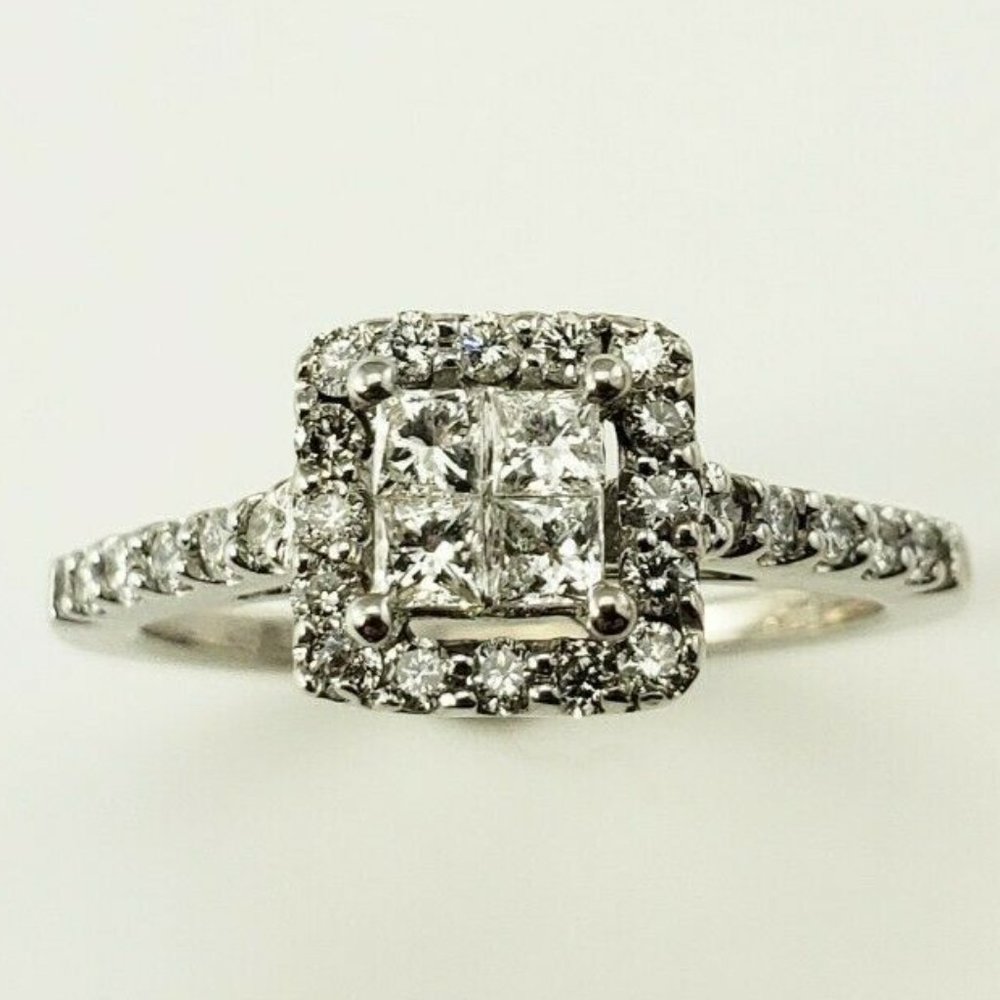 Vintage 14 Karat White Gold and Diamond Ring Size 4.25 #10251